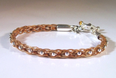 Silver Beads And Horsehair Bracelet Rectangular Braid Horsehair Bracelet With Sterling Silver Bead And Citrine Cabochons In The Toggle Clasp Bar